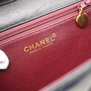 Chanel 2000-2001 Black Lambskin Turnlock Medium Half Flap Shoulder Bag