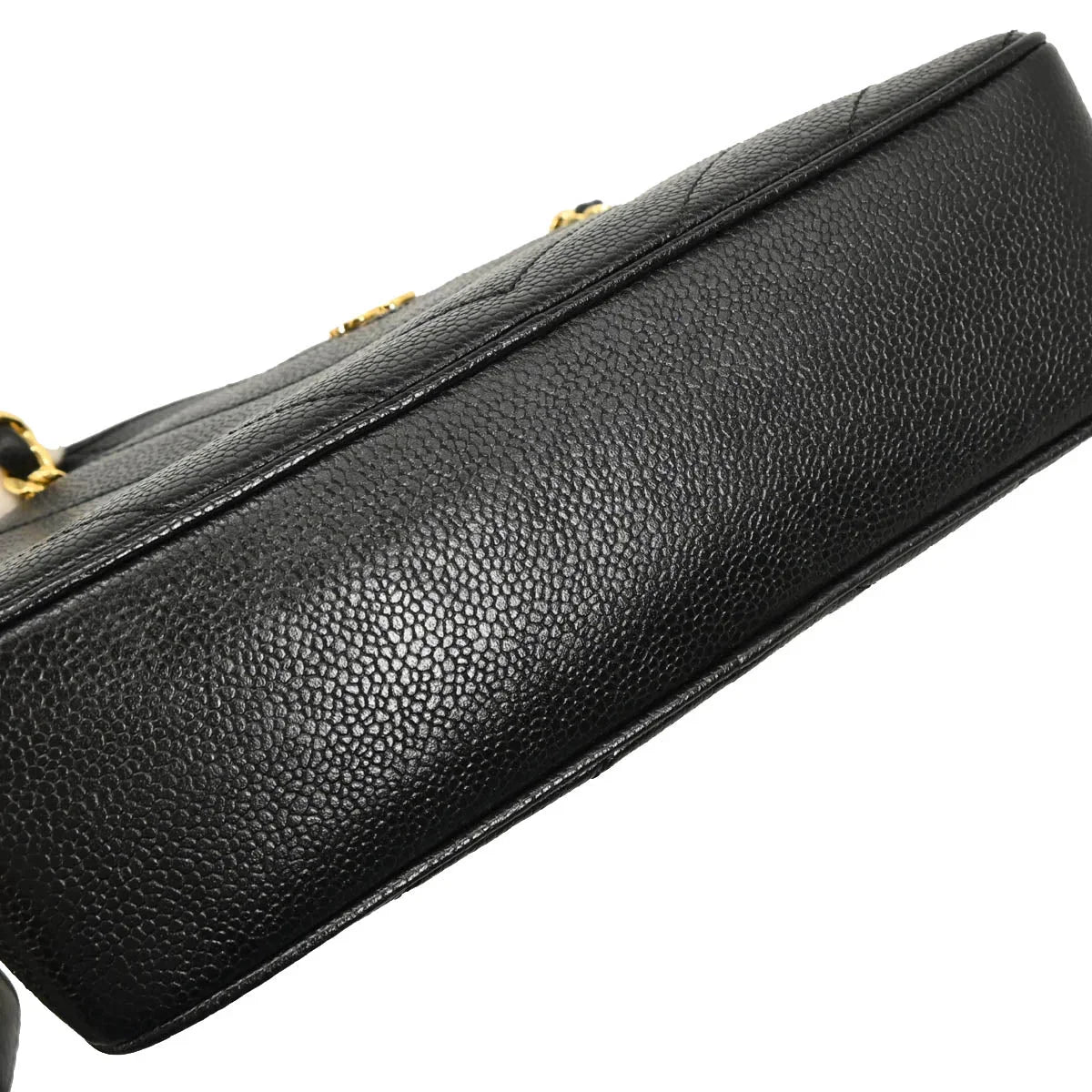 Chanel 2000-2001 Black Caviar Chevron Shoulder Bag