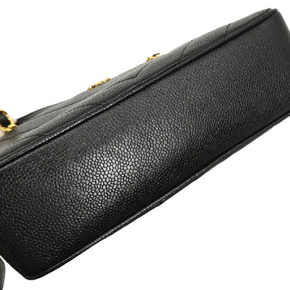 Chanel 2000-2001 Black Caviar Chevron Shoulder Bag