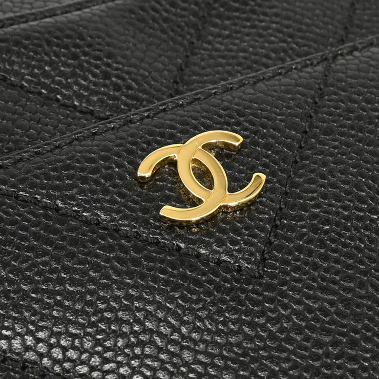 Chanel 2000-2001 Black Caviar Chevron Shoulder Bag