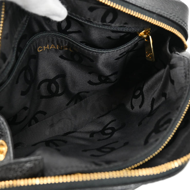 Chanel 2000-2001 Black Caviar Chevron Shoulder Bag