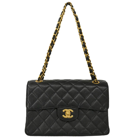 Chanel 1996-1997 Black Caviar Double Sided Classic Flap Shoulder Bag