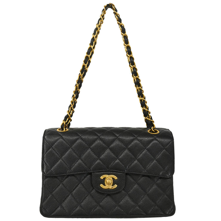Chanel 1996-1997 Black Caviar Double Sided Classic Flap Shoulder Bag