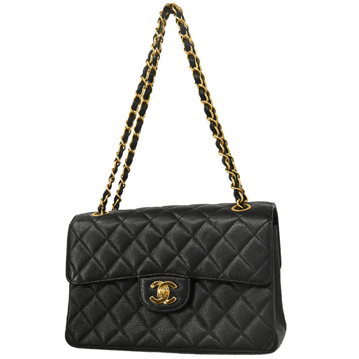 Chanel 1996-1997 Black Caviar Double Sided Classic Flap Shoulder Bag