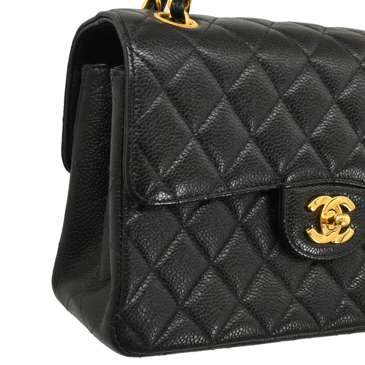 Chanel 1996-1997 Black Caviar Double Sided Classic Flap Shoulder Bag