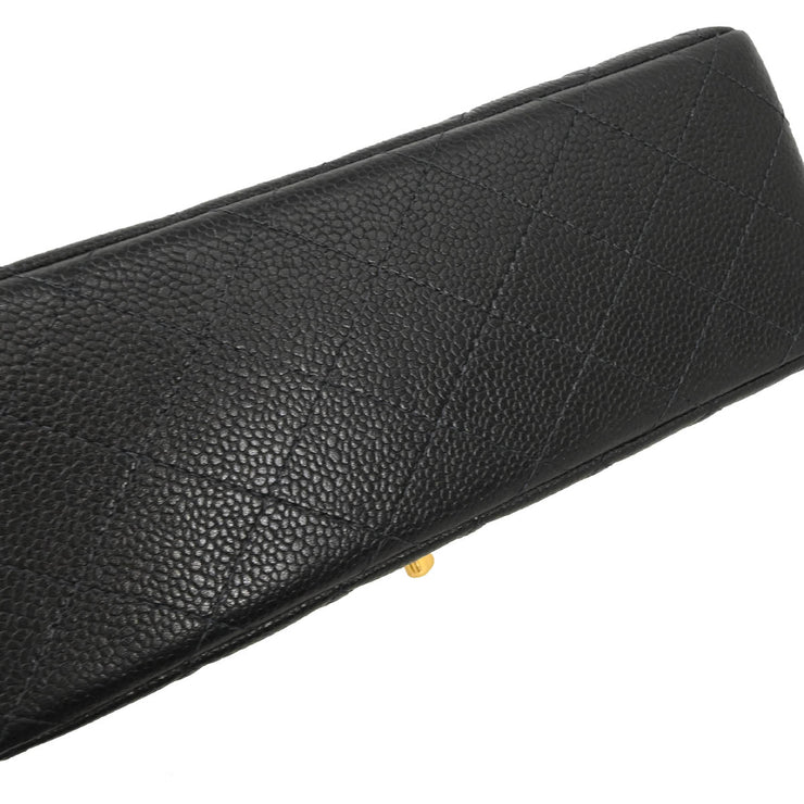 Chanel 1996-1997 Black Caviar Double Sided Classic Flap Shoulder Bag