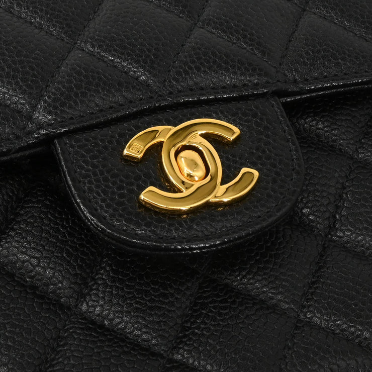 Chanel 1996-1997 Black Caviar Double Sided Classic Flap Shoulder Bag