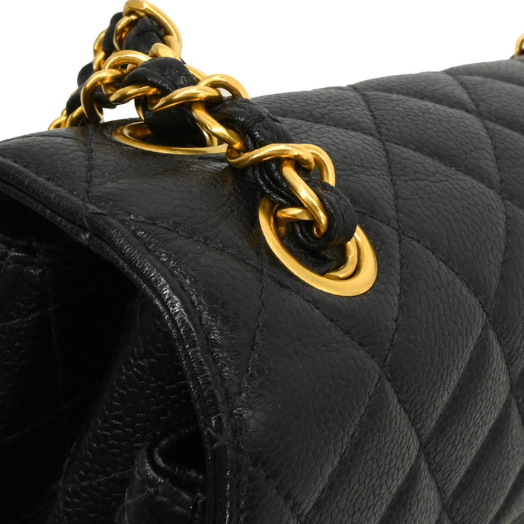 Chanel 1996-1997 Black Caviar Double Sided Classic Flap Shoulder Bag