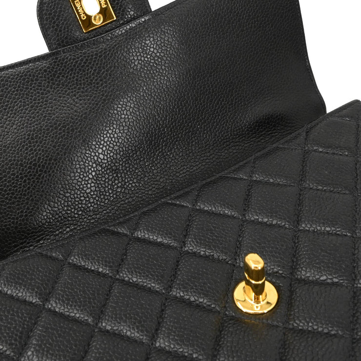 Chanel 1996-1997 Black Caviar Double Sided Classic Flap Shoulder Bag