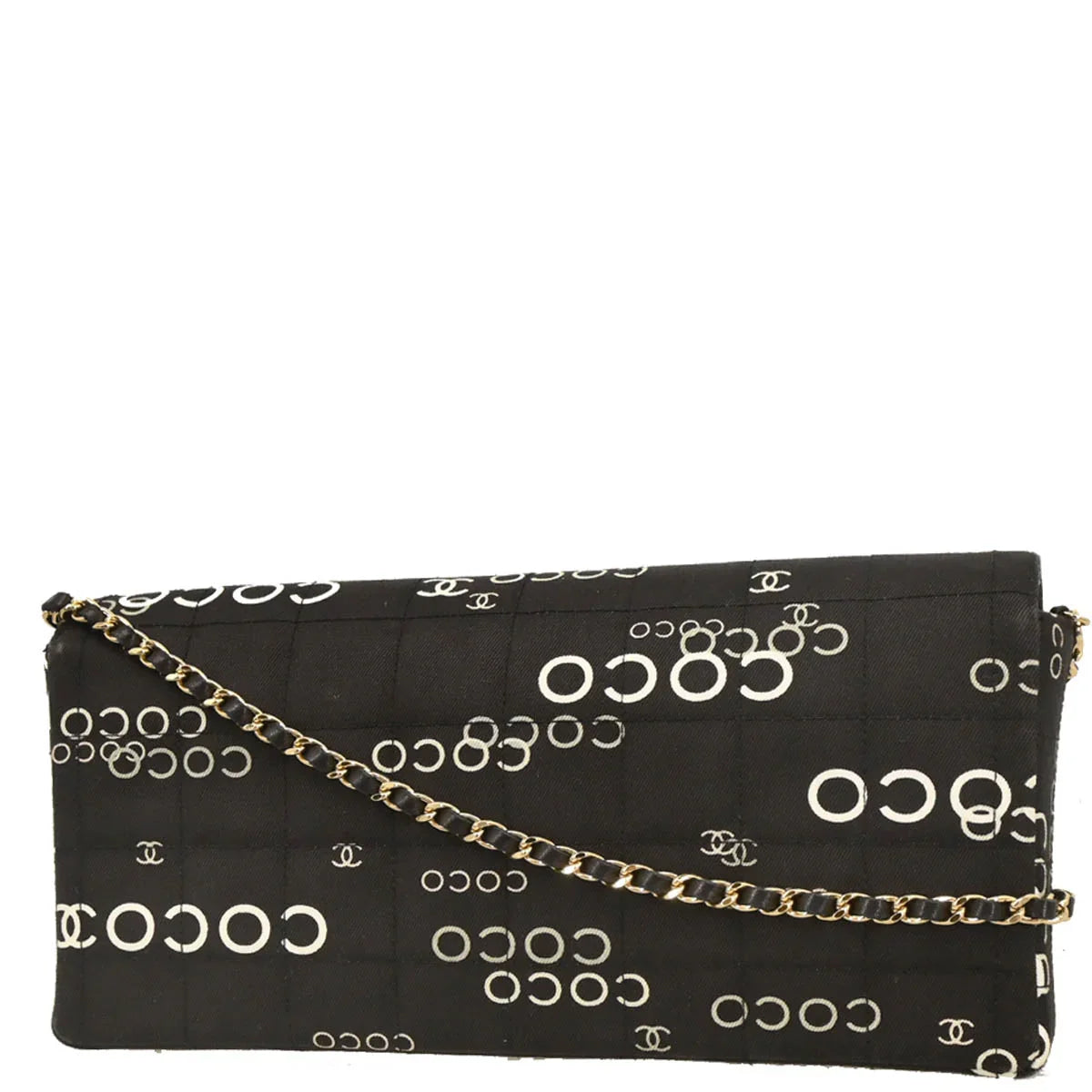 Chanel 2000-2001 Black Canvas COCO East West Choco Bar Shoulder Bag