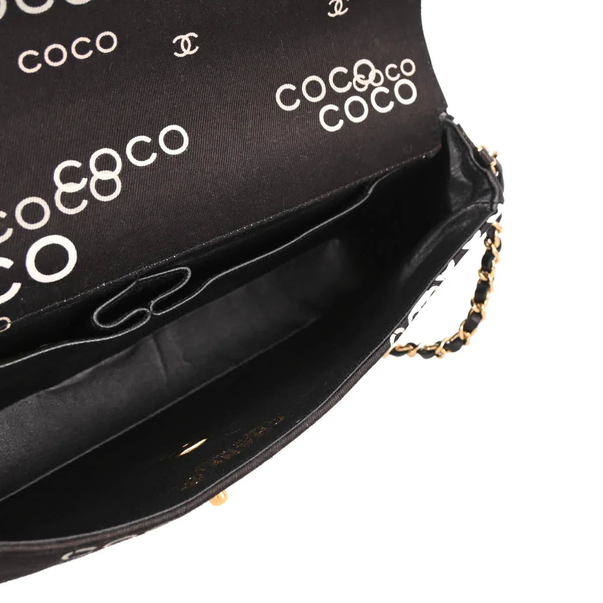 Chanel 2000-2001 Black Canvas COCO East West Choco Bar Shoulder Bag