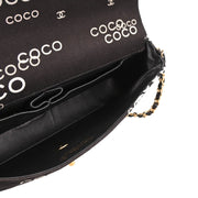 Chanel 2000-2001 Black Canvas COCO East West Choco Bar Shoulder Bag