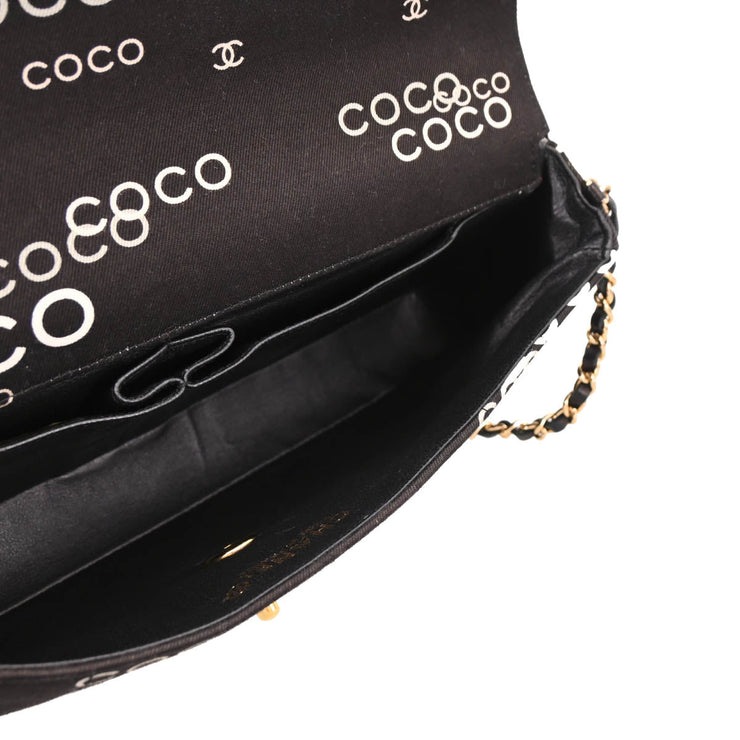 Chanel 2000-2001 Black Canvas COCO East West Choco Bar Shoulder Bag