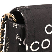 Chanel 2000-2001 Black Canvas COCO East West Choco Bar Shoulder Bag
