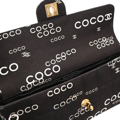 Chanel 2000-2001 Black Canvas COCO East West Choco Bar Shoulder Bag