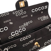Chanel 2000-2001 Black Canvas COCO East West Choco Bar Shoulder Bag