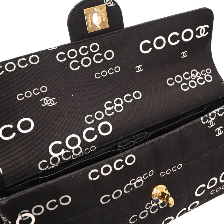 Chanel 2000-2001 Black Canvas COCO East West Choco Bar Shoulder Bag