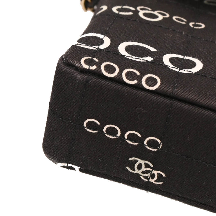 Chanel 2000-2001 Black Canvas COCO East West Choco Bar Shoulder Bag