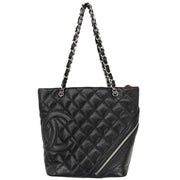 Chanel 2006-2008 Black Calfskin Cambon Ligne Tote Handbag