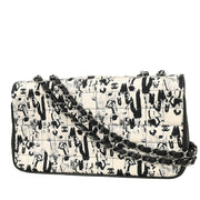 Chanel 2003-2004 White Black Silk Choco Bar Shoulder Bag