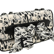 Chanel 2003-2004 White Black Silk Choco Bar Shoulder Bag