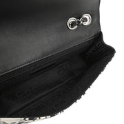 Chanel 2003-2004 White Black Silk Choco Bar Shoulder Bag