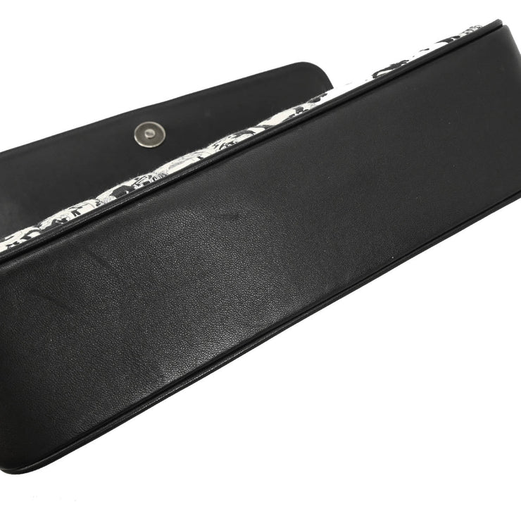 Chanel 2003-2004 White Black Silk Choco Bar Shoulder Bag