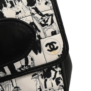 Chanel 2003-2004 White Black Silk Choco Bar Shoulder Bag