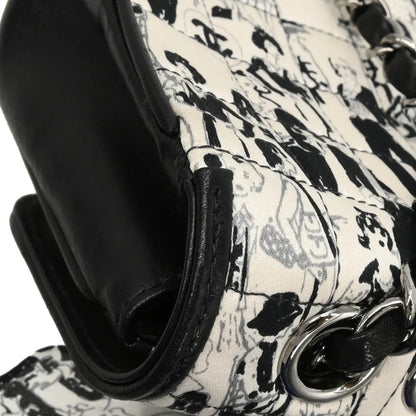 Chanel 2003-2004 White Black Silk Choco Bar Shoulder Bag