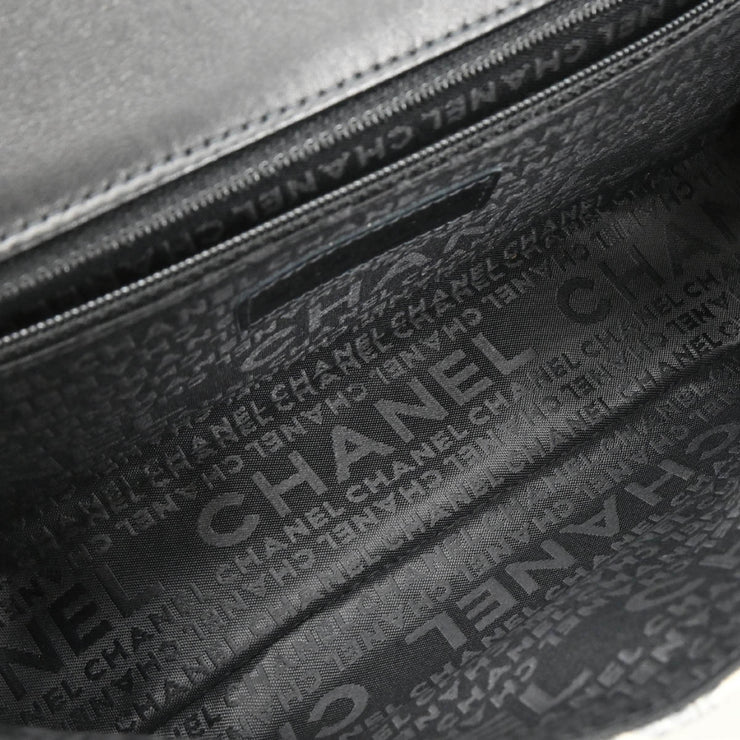 Chanel 2003-2004 White Black Silk Choco Bar Shoulder Bag
