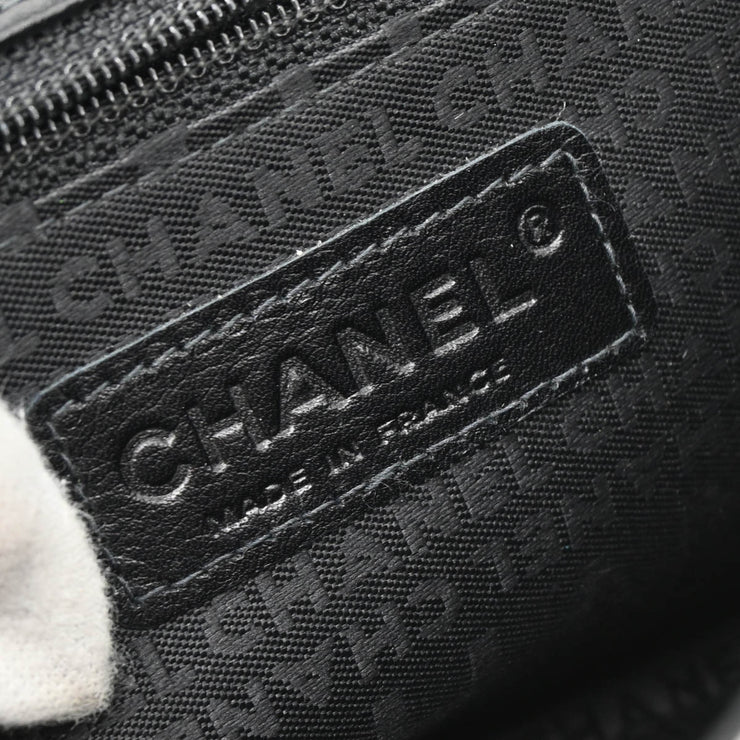 Chanel 2003-2004 White Black Silk Choco Bar Shoulder Bag