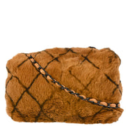 Chanel 2000-2001 Brown Fur Straight Flap Shoulder Bag