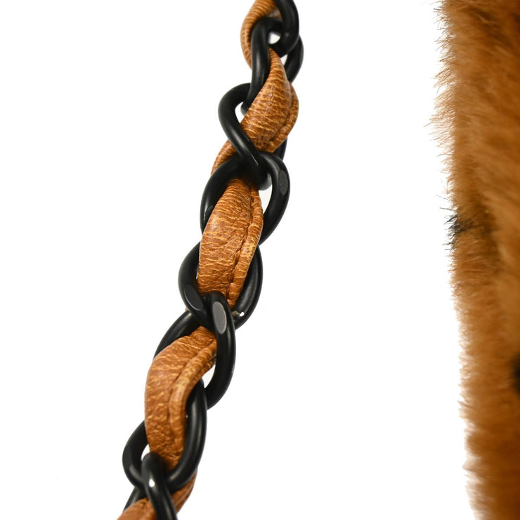 Chanel 2000-2001 Brown Fur Straight Flap Shoulder Bag