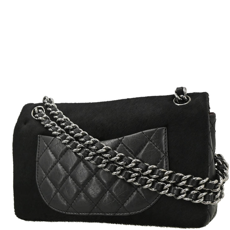 Chanel * 2005-2006 Black Calfskin Pony Hair Chain Shoulder Bag
