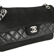 Chanel * 2005-2006 Black Calfskin Pony Hair Chain Shoulder Bag