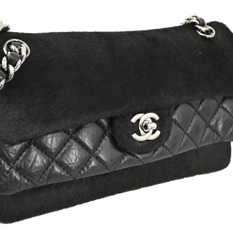 Chanel * 2005-2006 Black Calfskin Pony Hair Chain Shoulder Bag