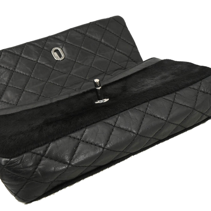 Chanel * 2005-2006 Black Calfskin Pony Hair Chain Shoulder Bag