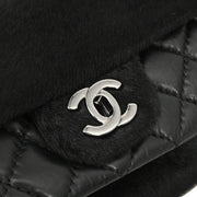 Chanel * 2005-2006 Black Calfskin Pony Hair Chain Shoulder Bag