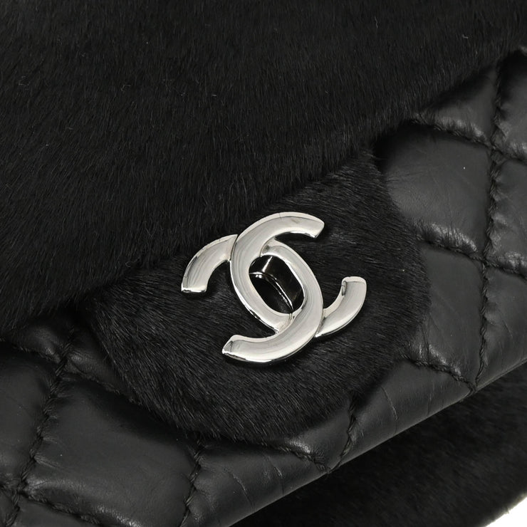 Chanel * 2005-2006 Black Calfskin Pony Hair Chain Shoulder Bag