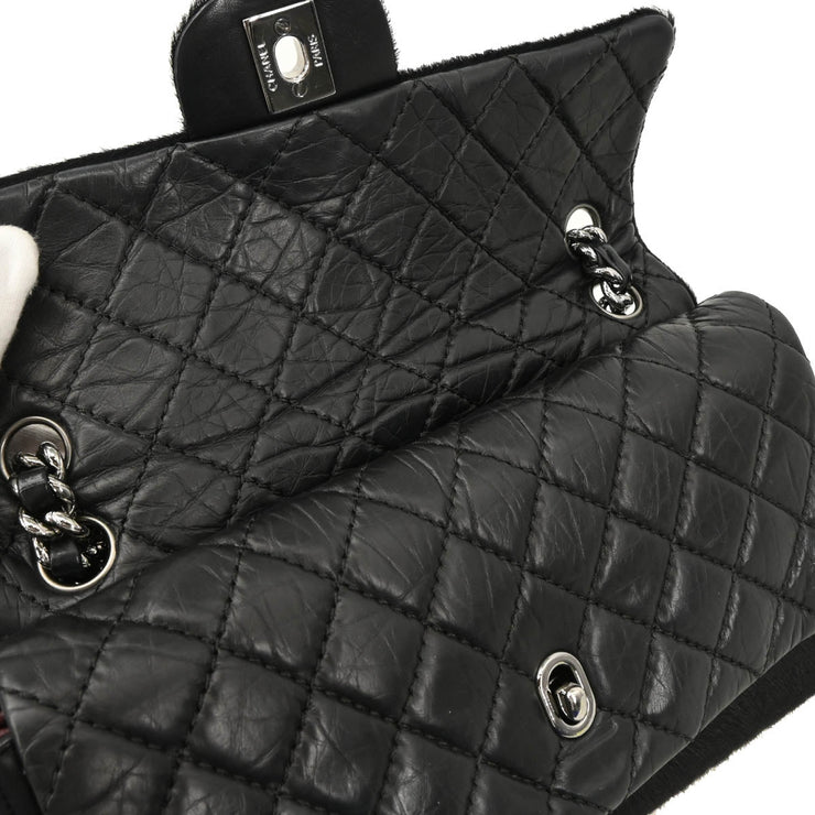 Chanel * 2005-2006 Black Calfskin Pony Hair Chain Shoulder Bag