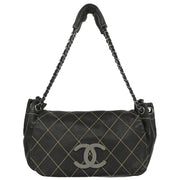 Chanel 2004-2005 Black Lambskin Wild Stitch Shoulder Bag