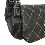Chanel 2004-2005 Black Lambskin Wild Stitch Shoulder Bag