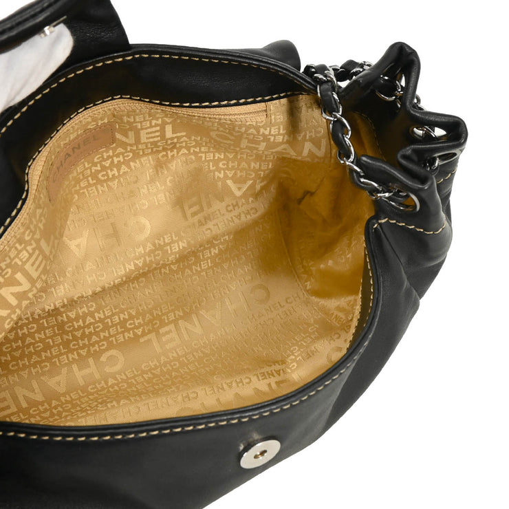 Chanel 2004-2005 Black Lambskin Wild Stitch Shoulder Bag