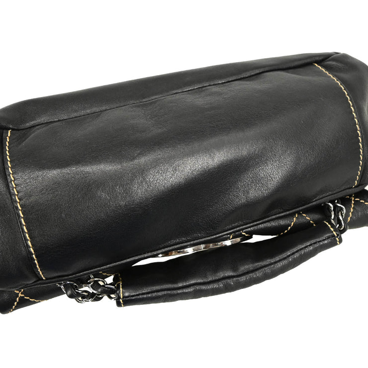 Chanel 2004-2005 Black Lambskin Wild Stitch Shoulder Bag
