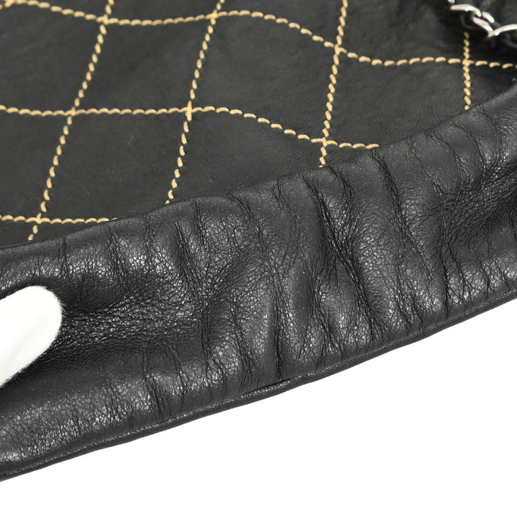 Chanel 2004-2005 Black Lambskin Wild Stitch Shoulder Bag