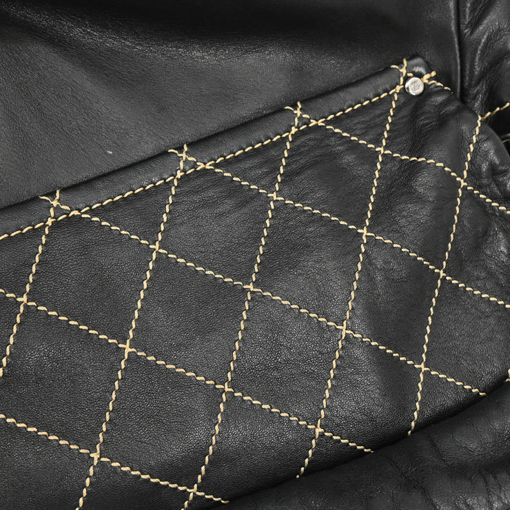 Chanel 2004-2005 Black Lambskin Wild Stitch Shoulder Bag