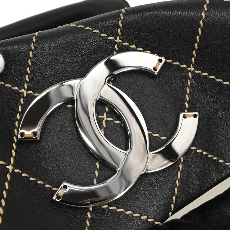 Chanel 2004-2005 Black Lambskin Wild Stitch Shoulder Bag