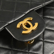 Chanel 1989-1991 Black Lambskin Small Classic Double Flap Shoulder Bag