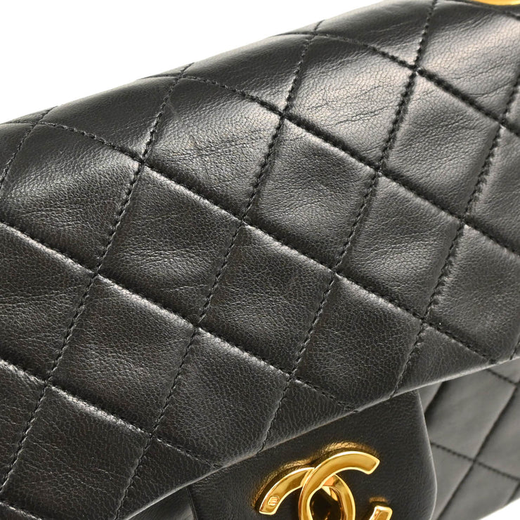Chanel 1989-1991 Black Lambskin Small Classic Double Flap Shoulder Bag