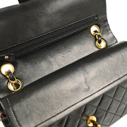 Chanel 1989-1991 Black Lambskin Small Classic Double Flap Shoulder Bag